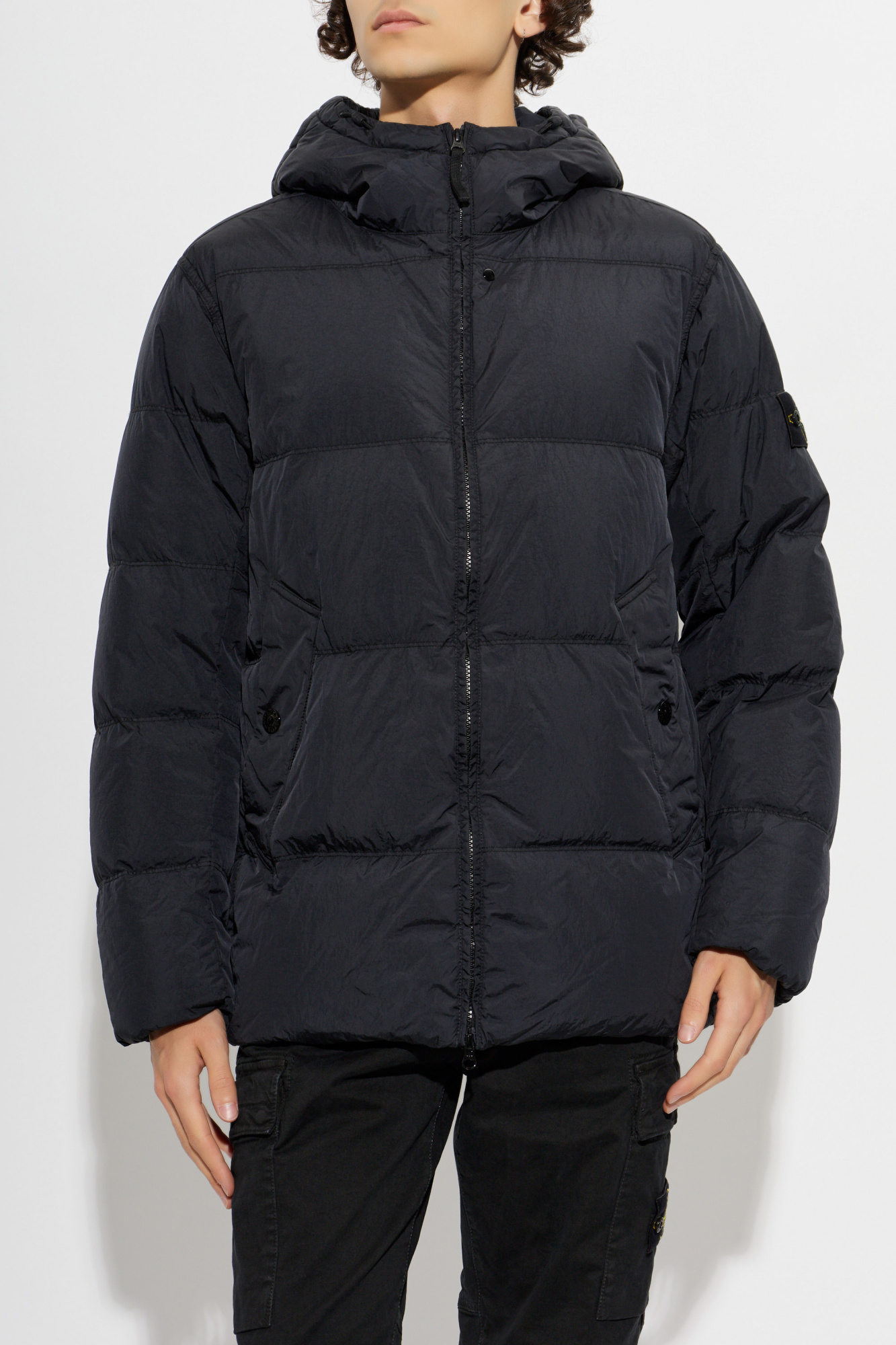 Navy blue Down jacket with hood Stone Island - Vitkac France